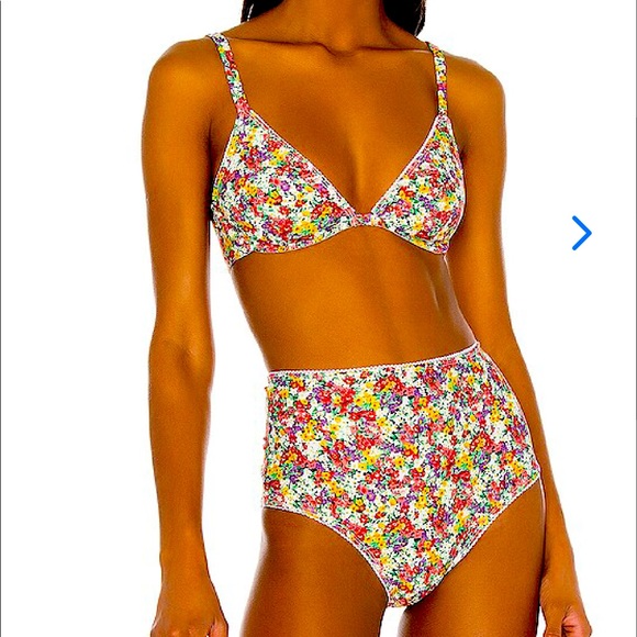 Faithfull The Brand Bikini Bottom in Red Vionette Floral 👙 - Picture 3 of 3